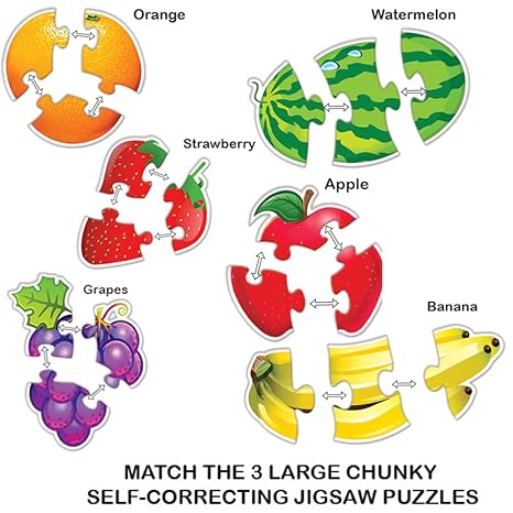 Toykraftt 3 Piece Puzzles For Kids Fruit Puzzles For Toddlers Boys Girls Educational Toys