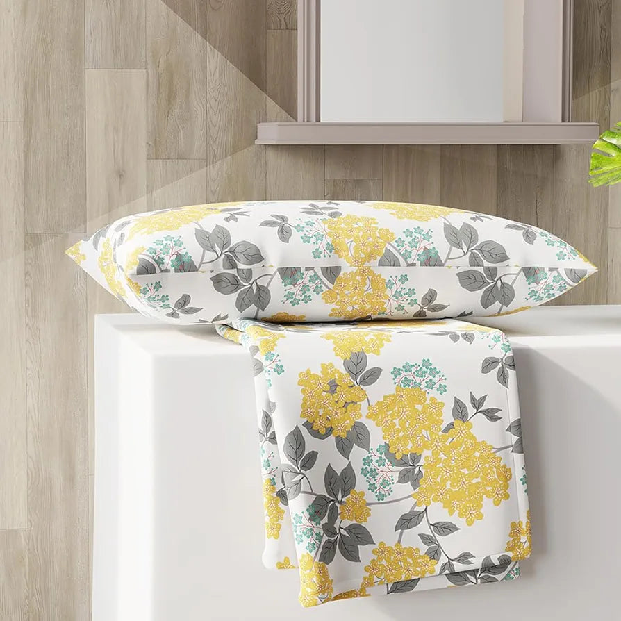 Layers Zen Cotton Blend Single Bedsheet Set 1 Single Cotton Bedsheet & 1 Pillow Cover Breathable & Anti-Wrinkle 225 CVC Yellow