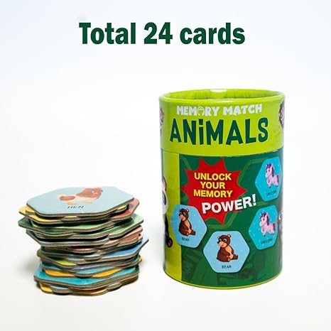 The Book Tree Memory Match Game Animals 24 Durable Cards 12 Fun Animal Pairs Brain Boosting