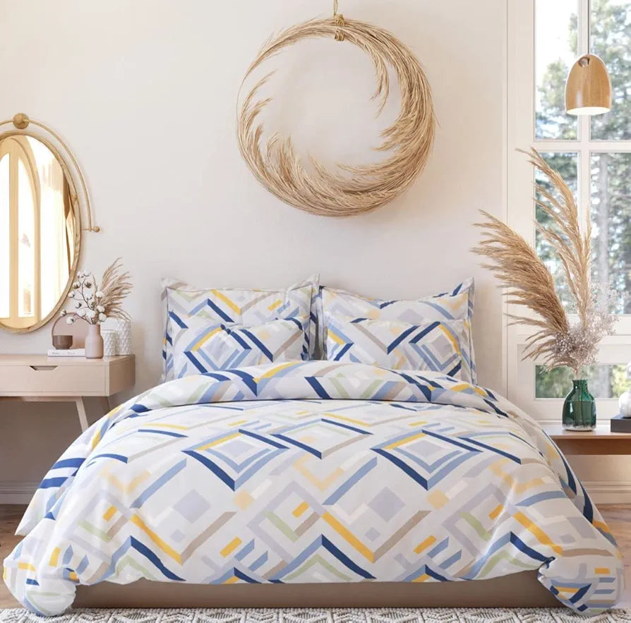 The Home Style Supersoft Cotton King Size Printed Flat Double Bedsheet with 2 Pillow Cover 400 TC Snow Blush