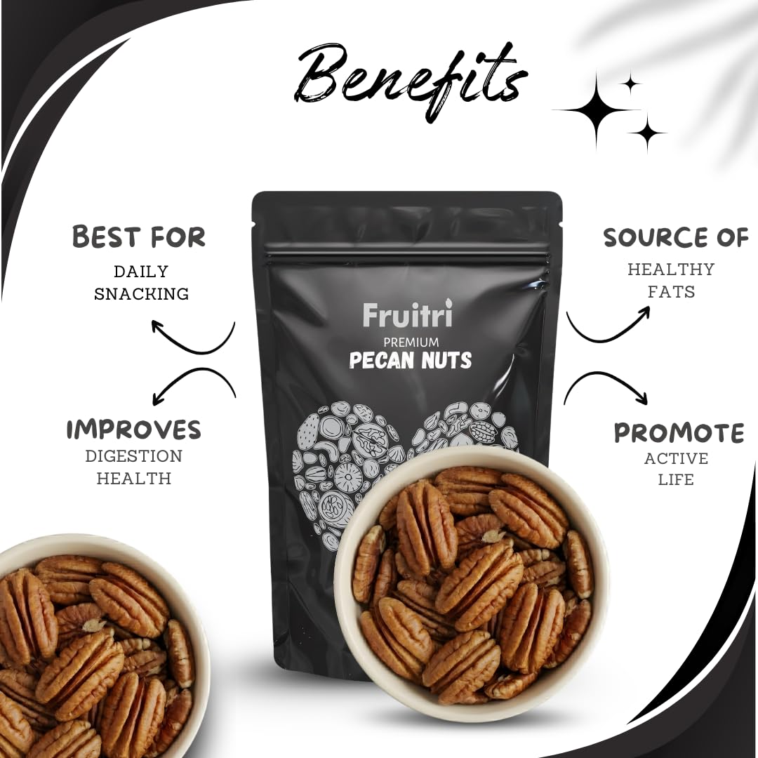Fruitri American Pecan Nuts �100g, Raw & Fresh | Natural, Keto & Paleo Friendly Snack Nuts and Dry Fruits