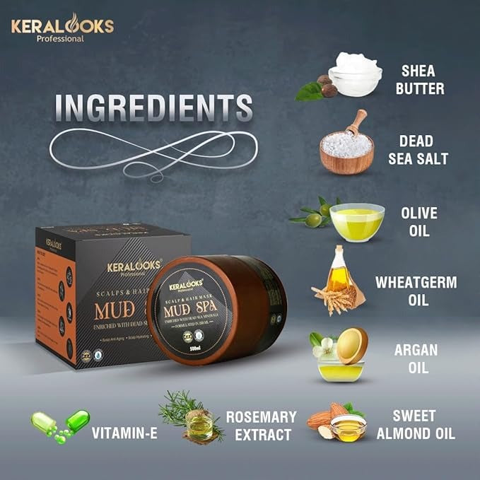 Keralooks professional Scalp & Hair Mask Mud Spa - 500 ml