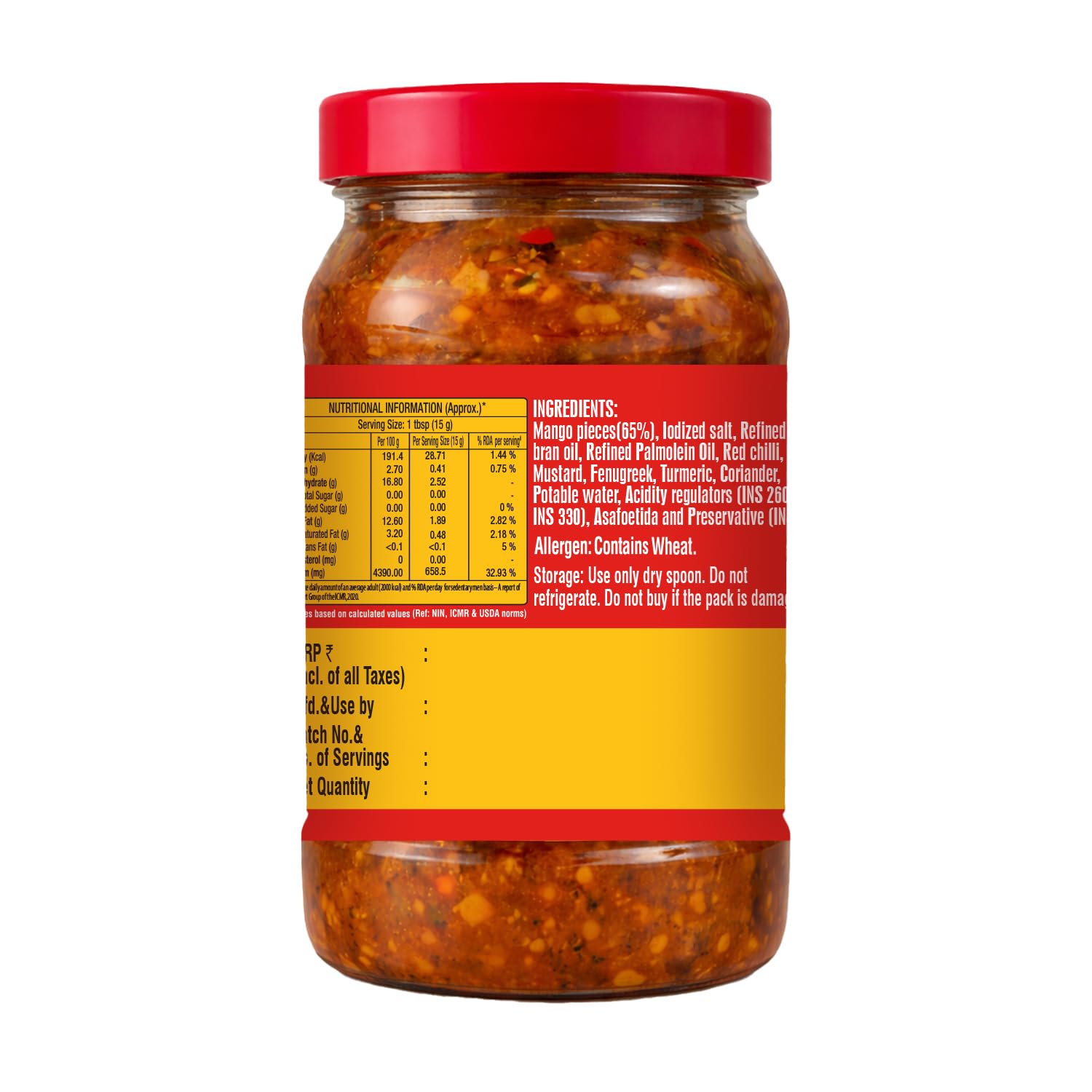 Ruchi Magic Cut Mango Pickle – Authentic South Indian Style | 65% Mango Pieces | Tangy & Spicy Traditional Taste | Perfect Addition to Indian Meals – 1 kg