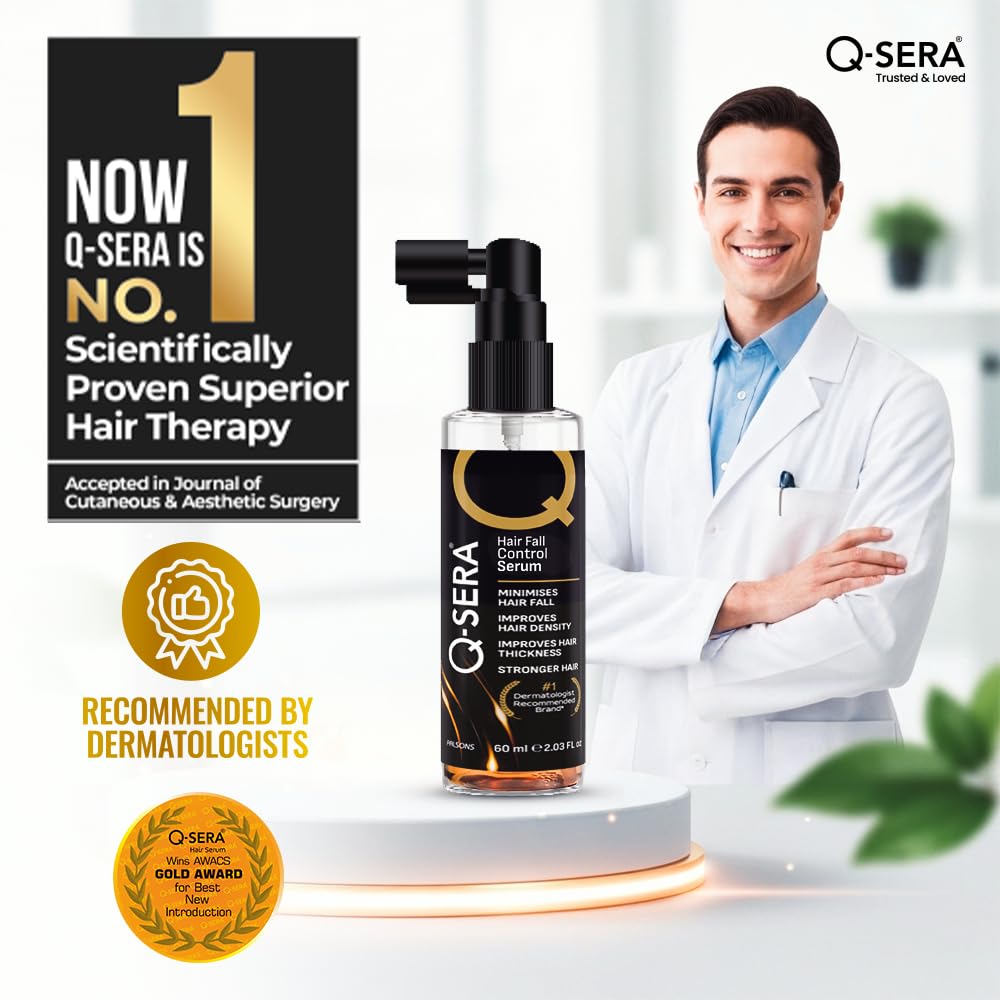 QSera Hair Serum 60 ML | Strengthens Roots, and Promotes Thicker, Healthier Hair | Superior over Redensyl,Procapil 3% & Capilla Longa Combinations | 20 Days Hair Fall Control solution
