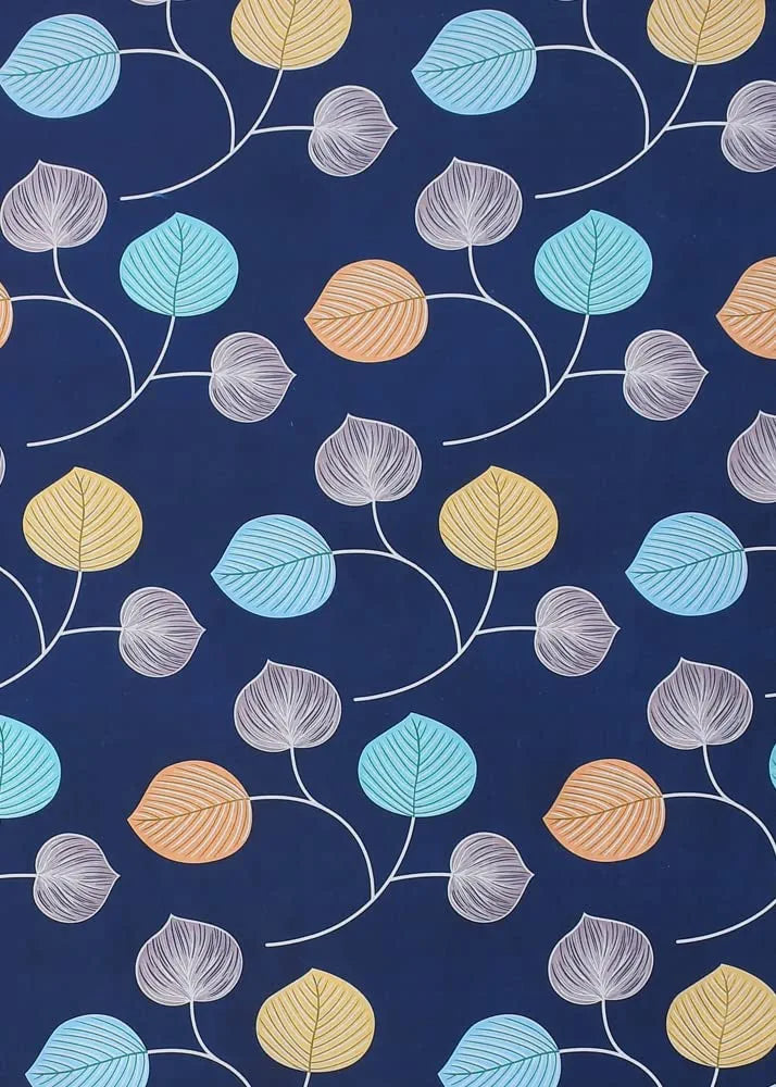 Homekart Premium Cotton Elastic Fitted Bedsheets with 2 King Size Pillow Covers Double Bed Flower Print Dark Blue 200 tc - 220 tc