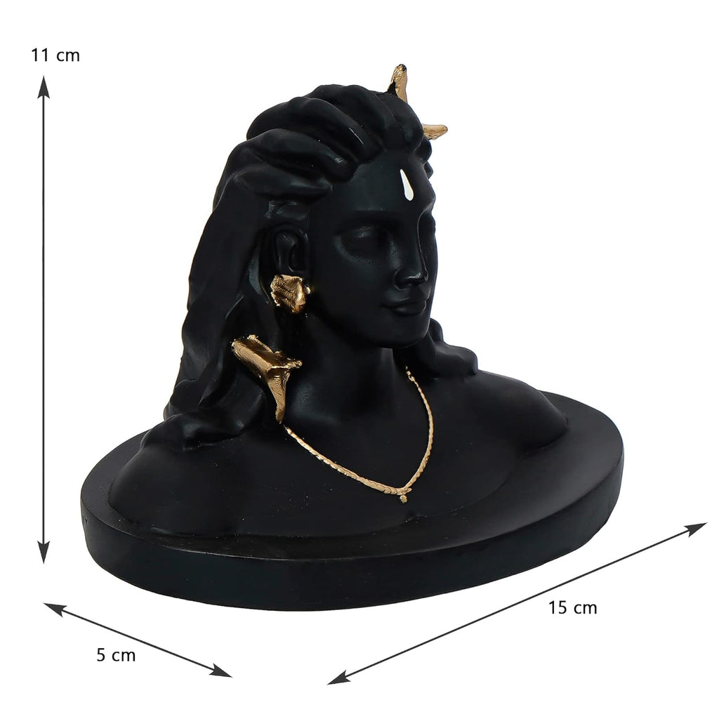 Ecraftindia Black Resin Handcrafted Adiyogi Shiva Statue for Car Dashboard | Lord Shiva Idol for Home