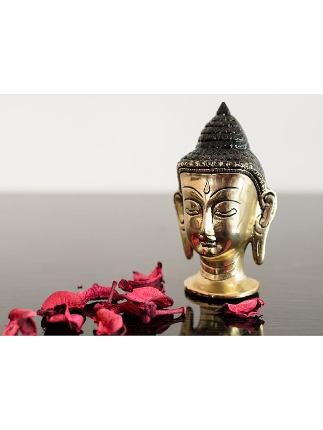 Ecraftindia Metal Meditating Buddha Head Idol