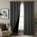 Urban Space Blackout Curtains for Window 5 Feet Set of 2, Thermal Insulated Curtains with Eyelets and Tiebacks Solid Curtain Soft GreyColour