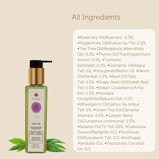 TVAM Anti-Dandruff Hair Oil Neem & Green Tea - 200 ml