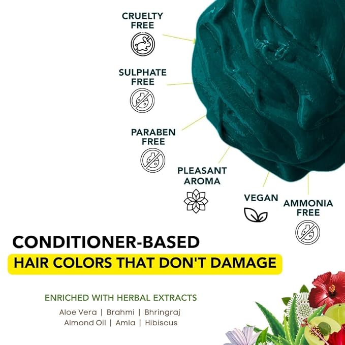 Paradyes Semi-permanent Emerald Green Diy Conditioner Based Hair Colour - 120 Gms