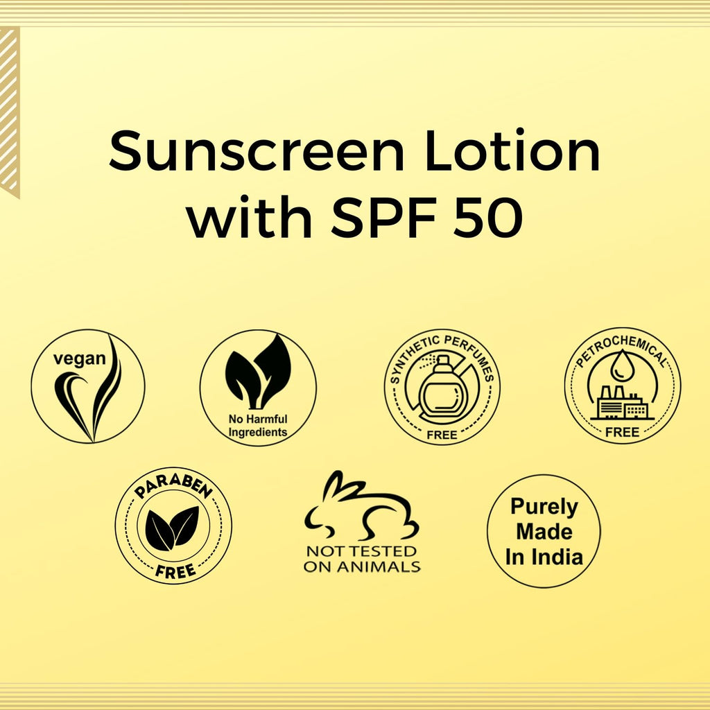 Aroma Treasures SPF 50 Sunscreen Lotion 100g | Broad Spectrum UVA/UVB Protection | Water Resistant | Non-Greasy, No White Cast | Face & Body | All Skin Types