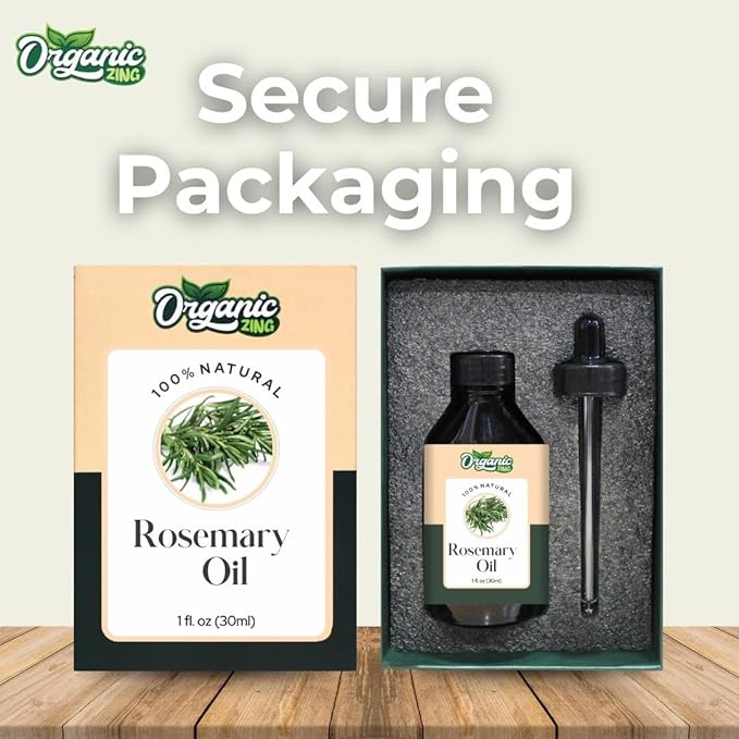 Organic Zing Rosemary Essential Oil for Skin, Face, Hair Care, Aromatherapy, Diffuser, Conditioner - 30 Ml