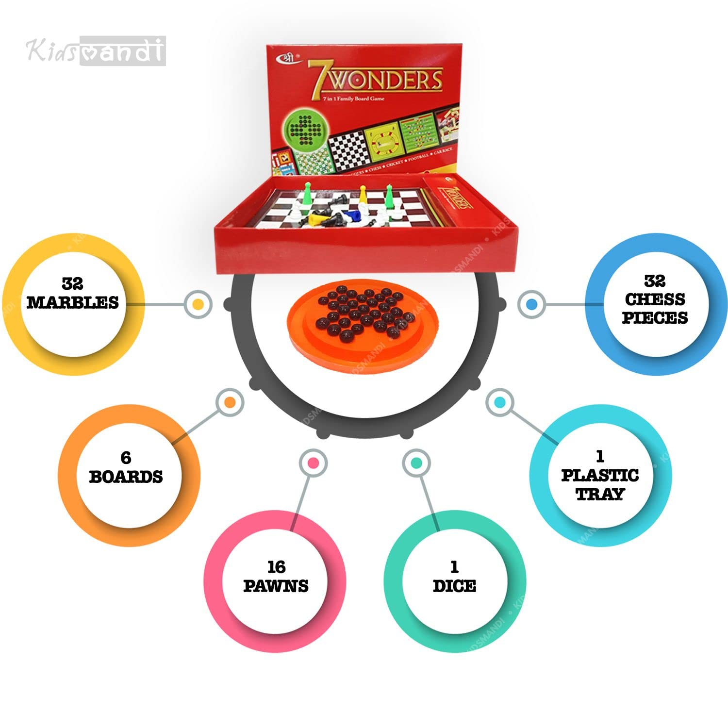 Kids Mandi Ultimate 7-in-1 Family Board Game Set