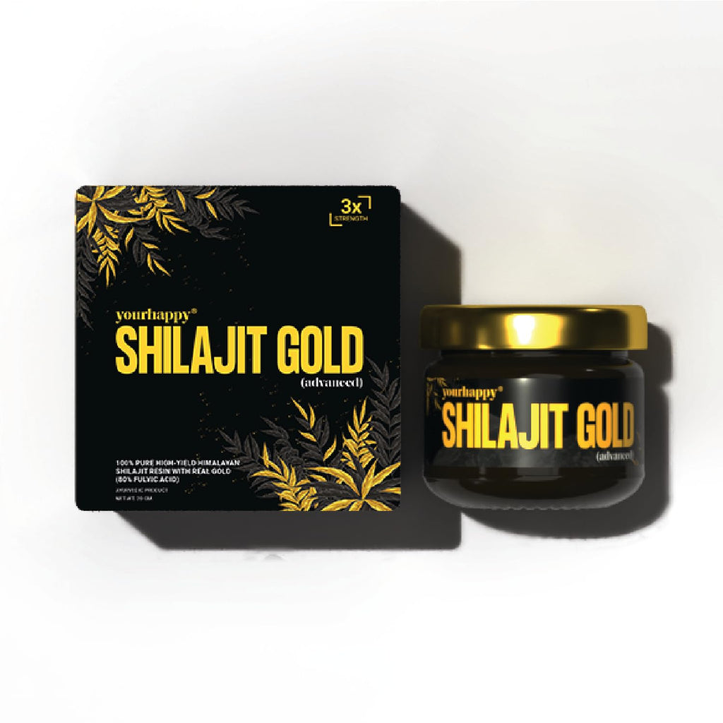 YourHappyLife Triple Strength Shilajit Gold Resin with over 80 minerals and 80% fulvic acid for enhanced strength, improved muscle recovery, vitality, and immunity (Pack of 1, 20 Grams)