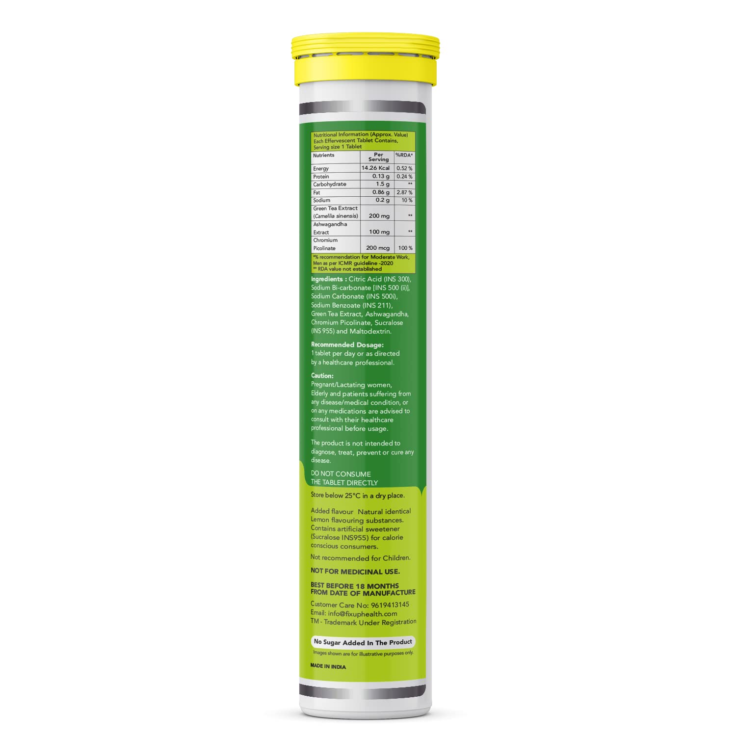 Fixuphealth Matcha Green Tea with Ashwagandha Effervescent Tablets - 15 Tablets