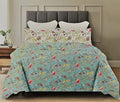 Trance Home Linen 180TC 100% Cotton Printed Zippered Duvet Cover/Blanket Cover/Quilt Cover Comforter Cover/Razai Cover King Size with 2 Pillow Covers Colour Calicut Green White