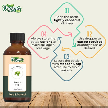 Organic Zing Davana (Artemisia Pallens) Oil | Pure & Natural Essential Oil for Skincare, Aroma and Diffusers