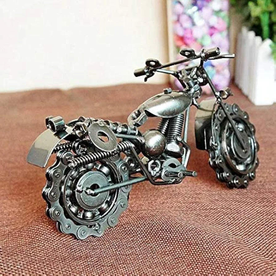CrazyCrafts Metal Motor Bike Miniature Showpiece Large Silver