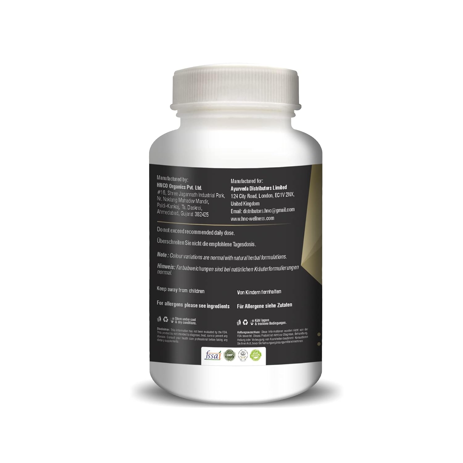 H&C Herbal Ashwagandha 450mg Capsules - 120 Caps
