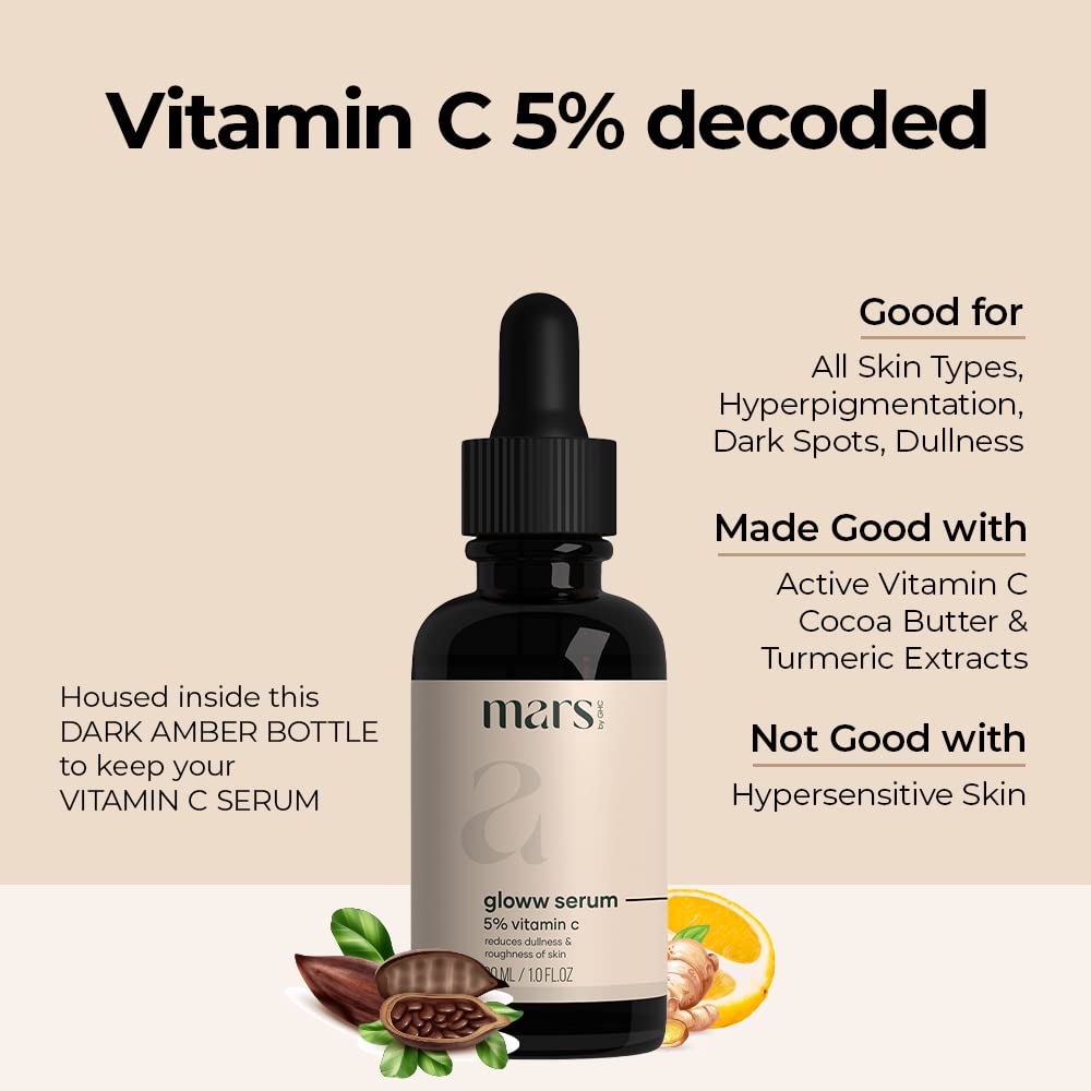 Mars by GHC Gloww Skin Serum & Jade Roller & Gua Sha Powered With Retinol, Hyaluronic Acid, Vitamin C & Natural Jade Stone, 30 ml (Combo Pack)