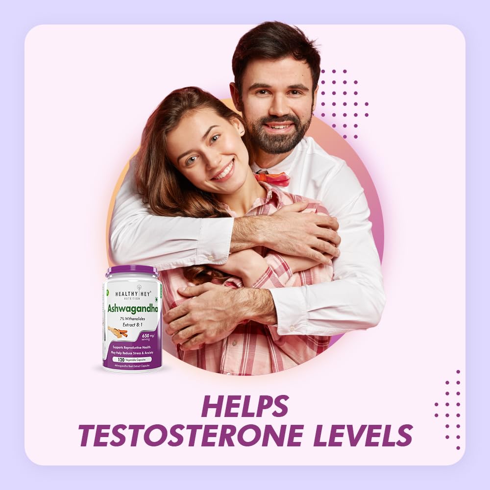 HealthyHey Nutrition Ashwagandha Powder Withania Somnifera | 100% Natural Ashwagandha Capsules - Ashwagandha Rejuvenates Mind & Body-120 Ashwagandha Capsules