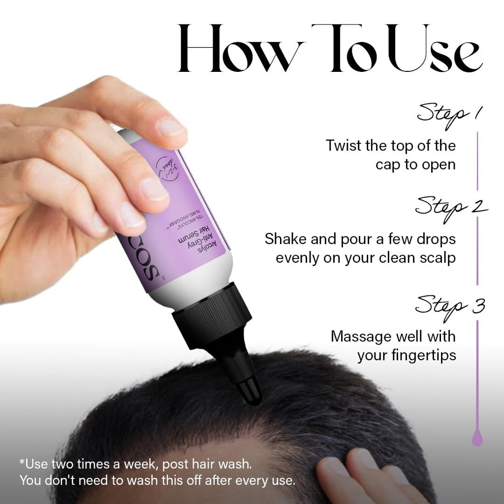 Rootcos ArcolysÂ® Anti grey hair serum with MelanograyTM | Reverses & limits hair greying | Toxin Free | Light-weight, Non-sticky & Odourless formula | For all hair types | 50 ml