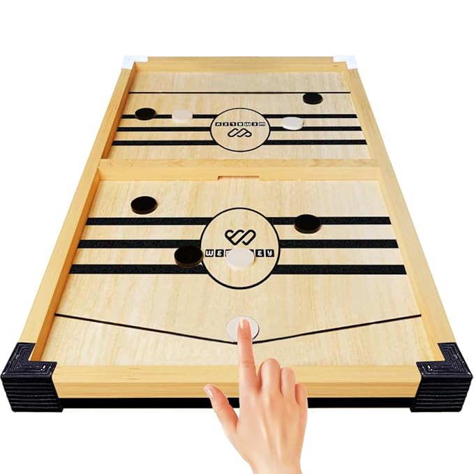 Wembley Fastest Finger First Board Game Wooden String Hockey Sling Puck Indoor Toy