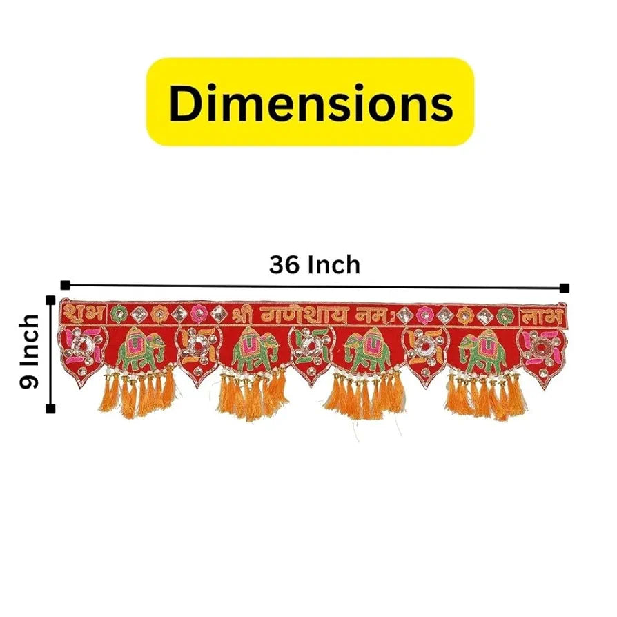 Handmade Traditional Toran for Main Door Latest Elephant Design bandarwal Hanging Velvet Hand Embroidered