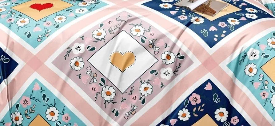 The Home Style Cotton Feel Glace Cotton Elastic Fitted Printed Double Bed King Size Bedsheet With 2 Pillow Cover 300 TC Rose Gold