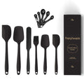 Frenchware Set of 6 + 5 Measuring Tablespoons, Black Colour | Non-stick Silicone Spatulas for Cooking & Baking | Dishwasher Safe