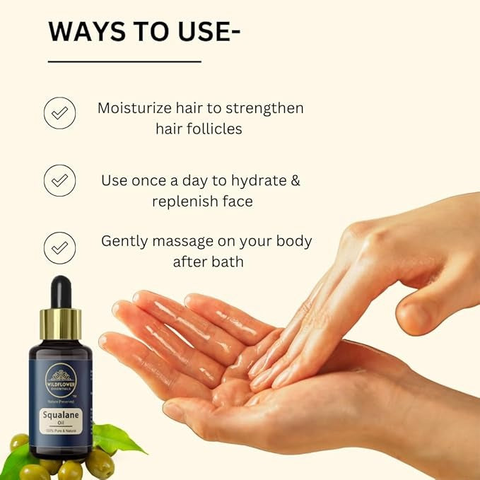 Wildflower Essentials Natural Squalane Oil for Face - 15 ml
