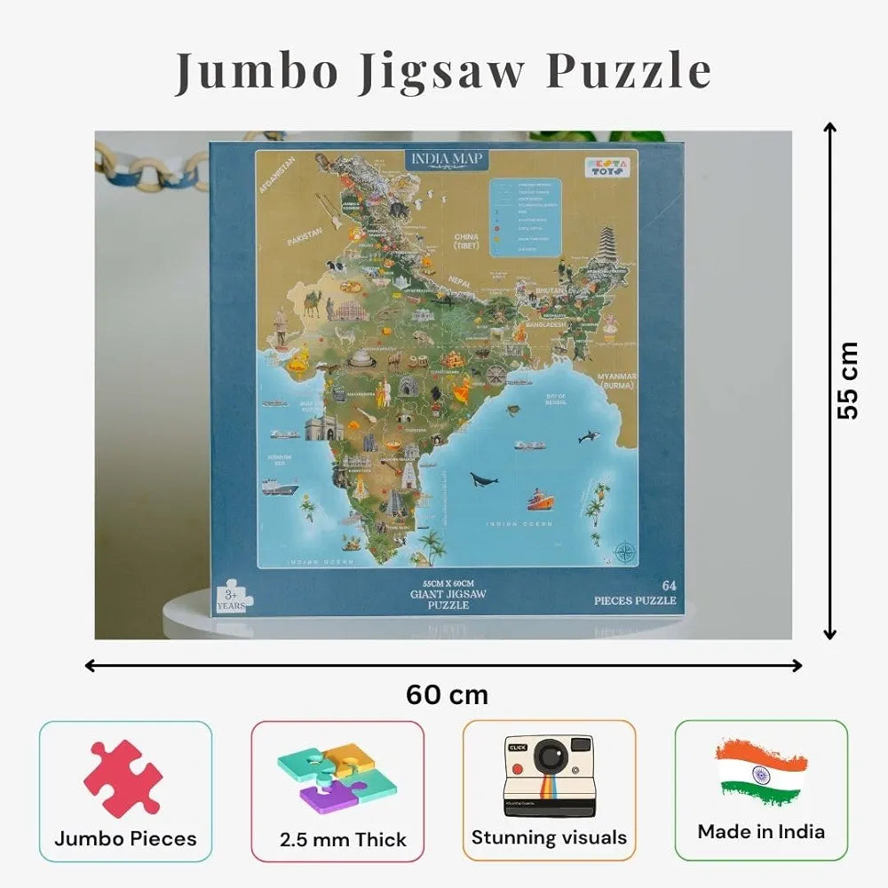 Nesta Toys Floor Puzzle & Game India Map, Jigsaw & Toddler Puzzles, Educational Toy, Gifts for Boys & Girls Ages 3, 4, 5, 6, 7 | Geography for Kids