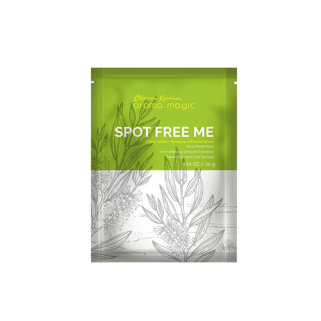 Aroma Magic Spot Free Me Sheet Mask | Controls acne, soothes eruptions, purifies & fades scars with Lavender & tea tree essential oils, neem extracts, vitamin A (retinol) | All Skin | Pack Of 5