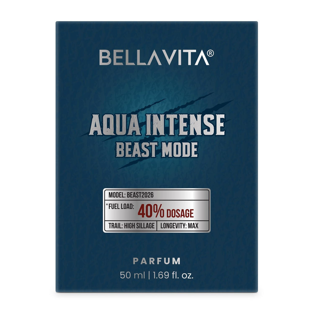 BELLAVITA Aqua Intense 50ml Parfum | Beast Mode | Perfume for Man | 40% Oil Concentration | Citrus & Woody Scent | Premium Perfume for Men
