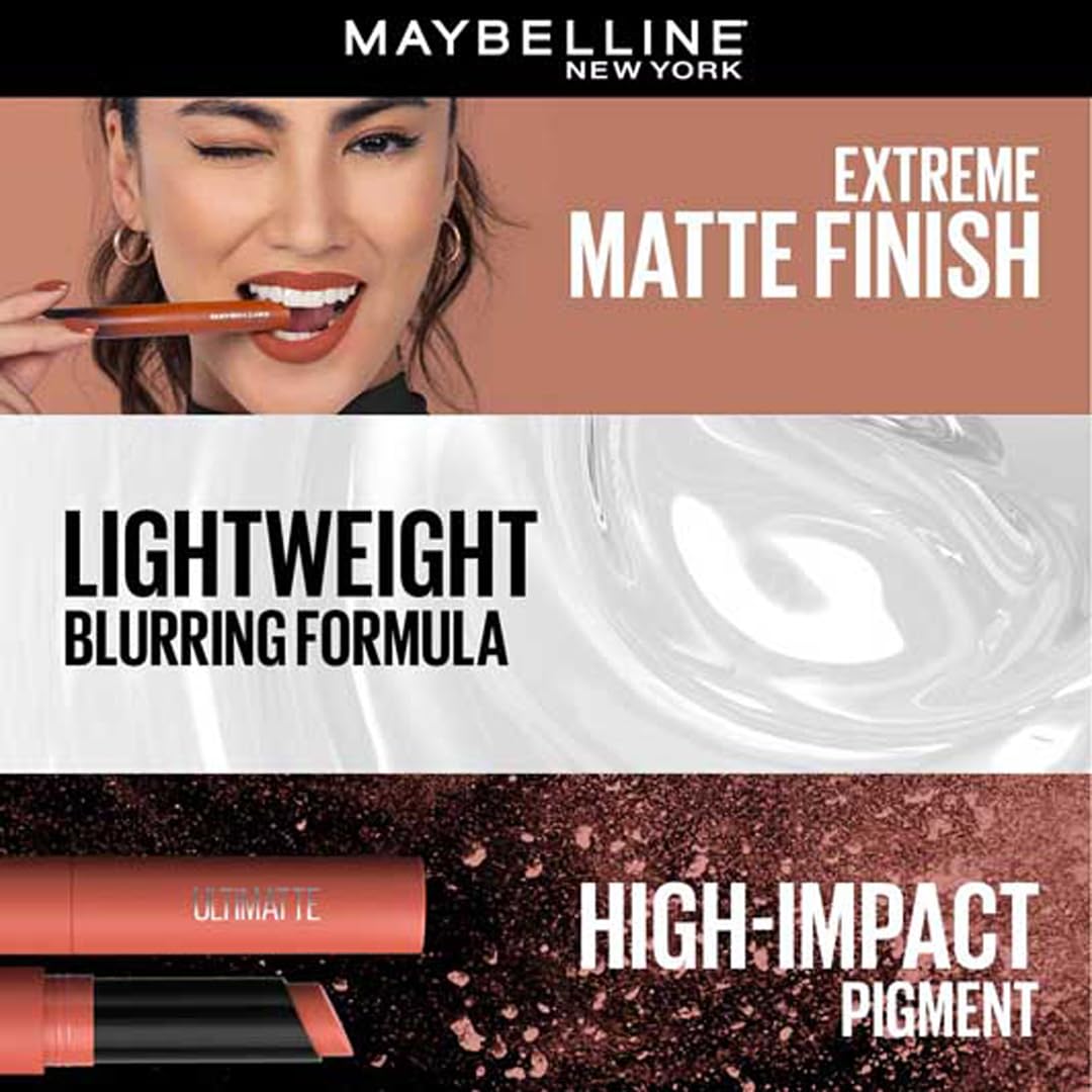 Maybelline New York Superstay Matte Ink Liquid Lipstick, Warrior | No budge bold color for 16H | Transferproof, Waterproof, Foodproof | Brown skin friendly