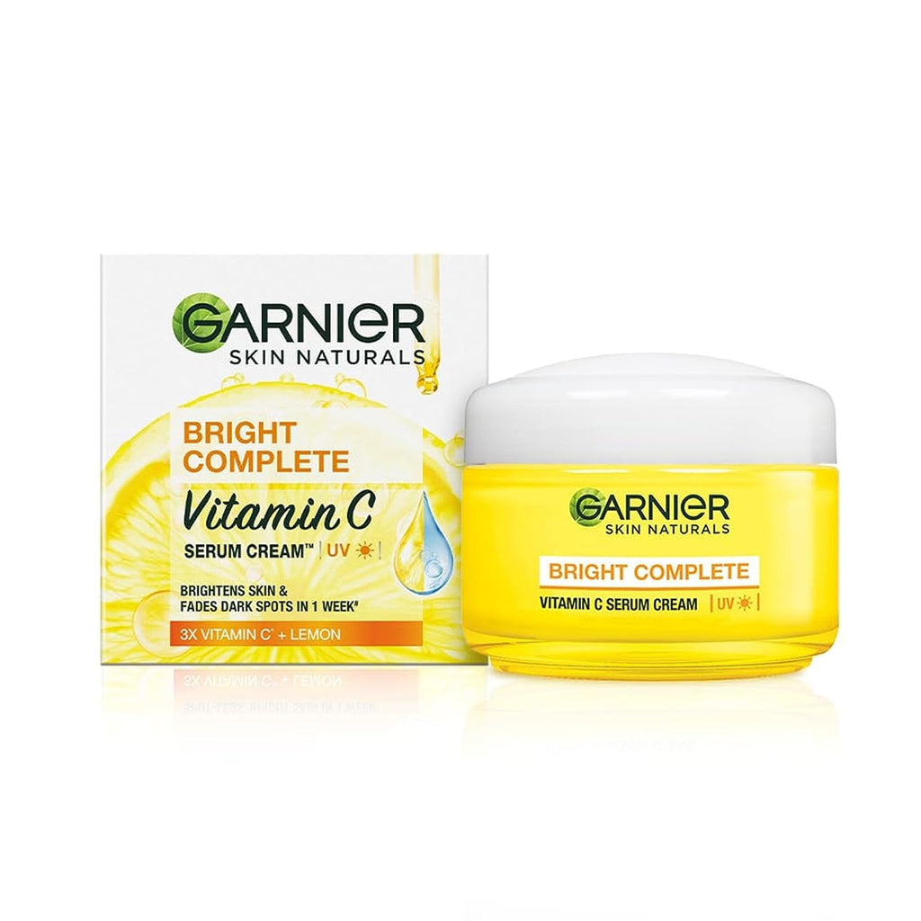 Garnier Skin Naturals, Face Serum, Brightening and Anti-Dark Spots, Bright Complete Vitamin C Booster, 50 ml & Garnier Skin Naturals, Day Cream, Bright Complete, 45 g