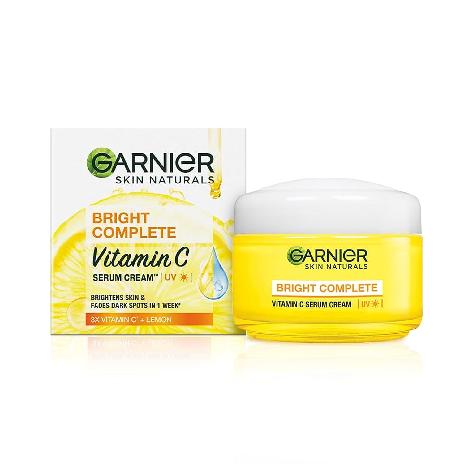 Garnier Skin Naturals, Face Serum, Brightening and Anti-Dark Spots, Bright Complete Vitamin C Booster, 50 ml & Garnier Skin Naturals, Day Cream, Bright Complete, 45 g