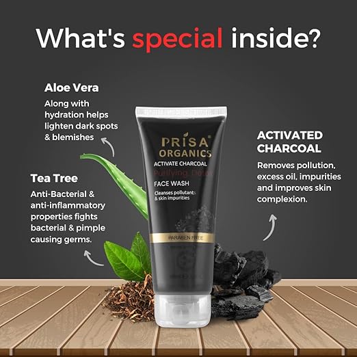 Prisa Organics Activated Charcoal Purifying Face Wash - 100 ml