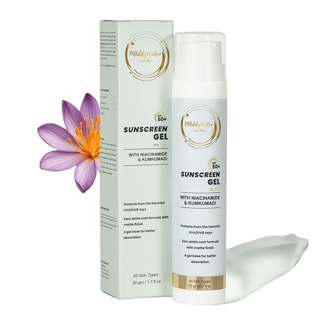 Muddy Water Sunscreen Gel SPF 50 PA+++ with Niacinamide & Kumkumadi - 50 gms
