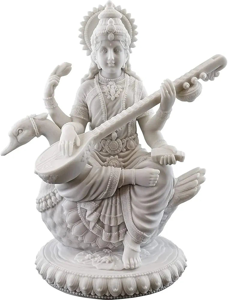 Sevliya Traders Big Beautiful Sitting Saraswati for Home Decoration-Height | 8.5 inches
