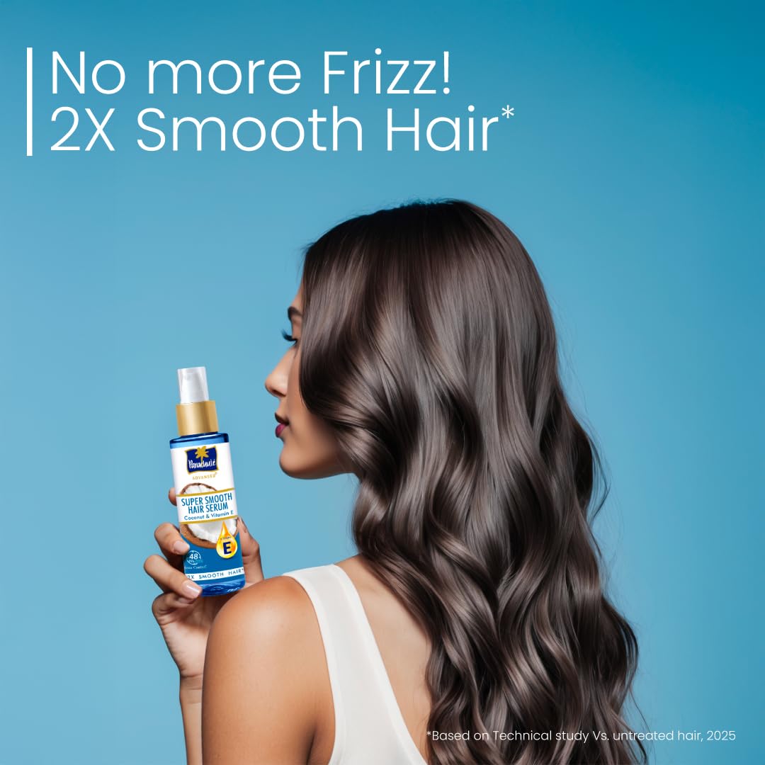 Parachute Advansed Super Smooth Hair Serum | Coconut & Vitamin E | 48 Hrs Frizz control | 2 X Smooth Hair | 100ml