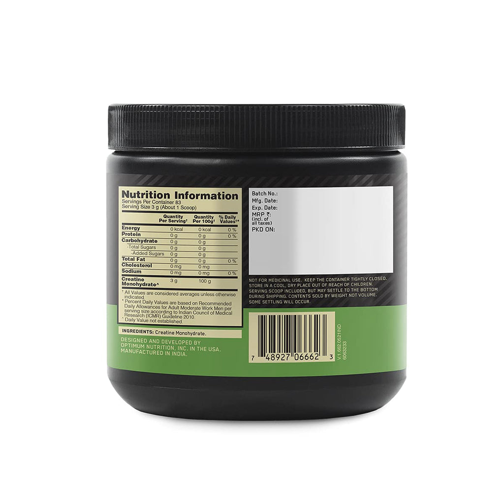 Optimum Nutrition (ON) Micronized Creatine Powder , 83 Serves, 3g of 100% Creatine Monohydrate per serve, Supports Athletic Performance & Power, Unflavored.