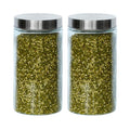 Femora Kitchen Storage Jars Borosilicate Glass With Steel Lid Air Tight Kitchen Jar and Container | 1600 ML | Pack of 2