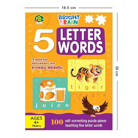 The Book Tree 4+ Years Bright Brain 5 Letter Words Puzzle Learn To Spell 20 Four Letter Words 100 Pieces