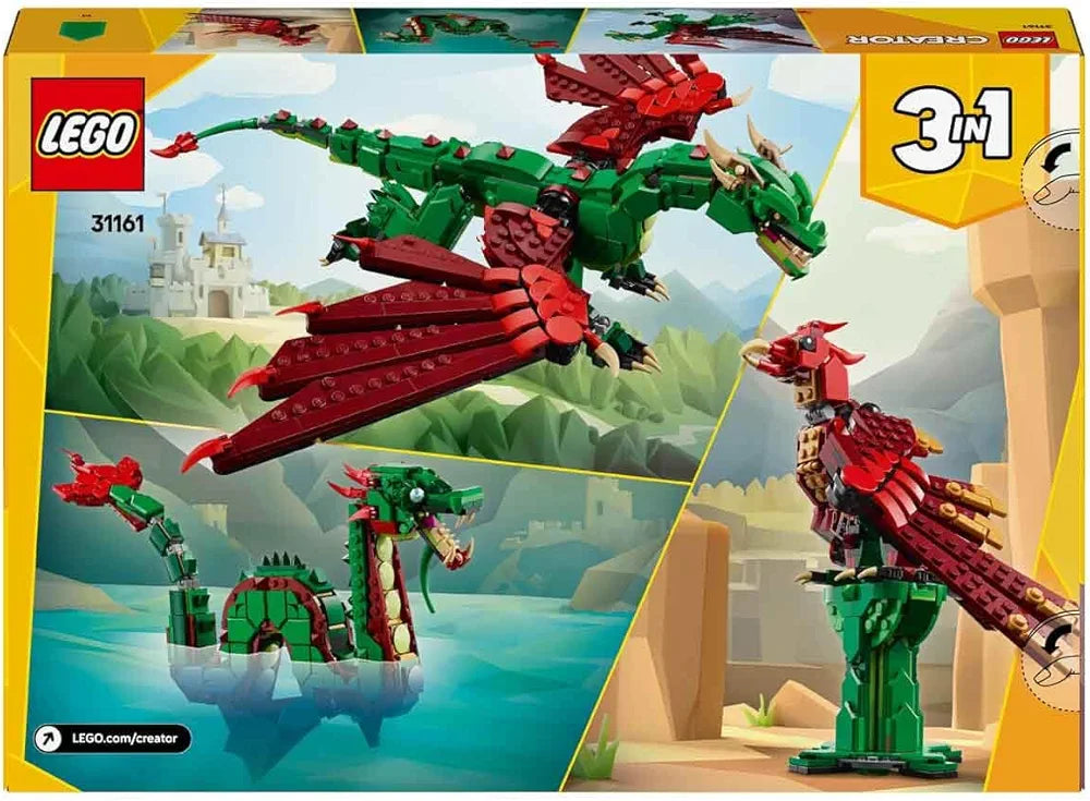 Lego Creator 3in1 Medieval Dragon Creature Toy Playset 31161 Building Blocks Toys for 9+ Gift for Boys and Girls