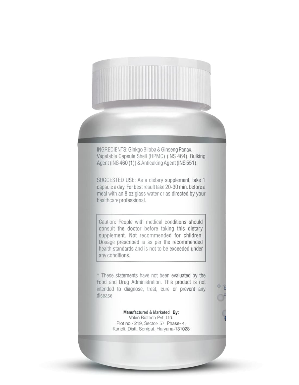 Vokin Biotech Ginseng Ginkgo Extract For Blood Circulation 90 Veg Capsules