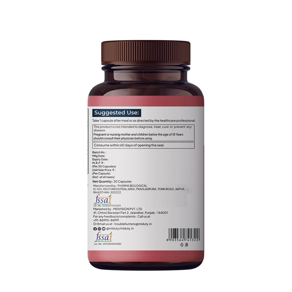 Miduty by Palak Notes Happy Heart - Liposomal CoQ10 - Heart Health Supplement - Methyl Folate - D-Chiro-Inositol - Blood Pressure Control, Healthy Skin, Heart Health & Kidney Health - 30 Capsules