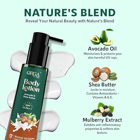 Orgatre Body Lotion Avocado & Shea Butter with SPF 15 PA - 150 ml