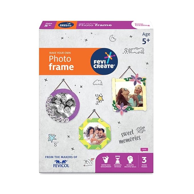 Fevicreate Photo Frame Art & Craft Kit Boost Child's Creativity Gift for Boys & Girls Age 5+ Years
