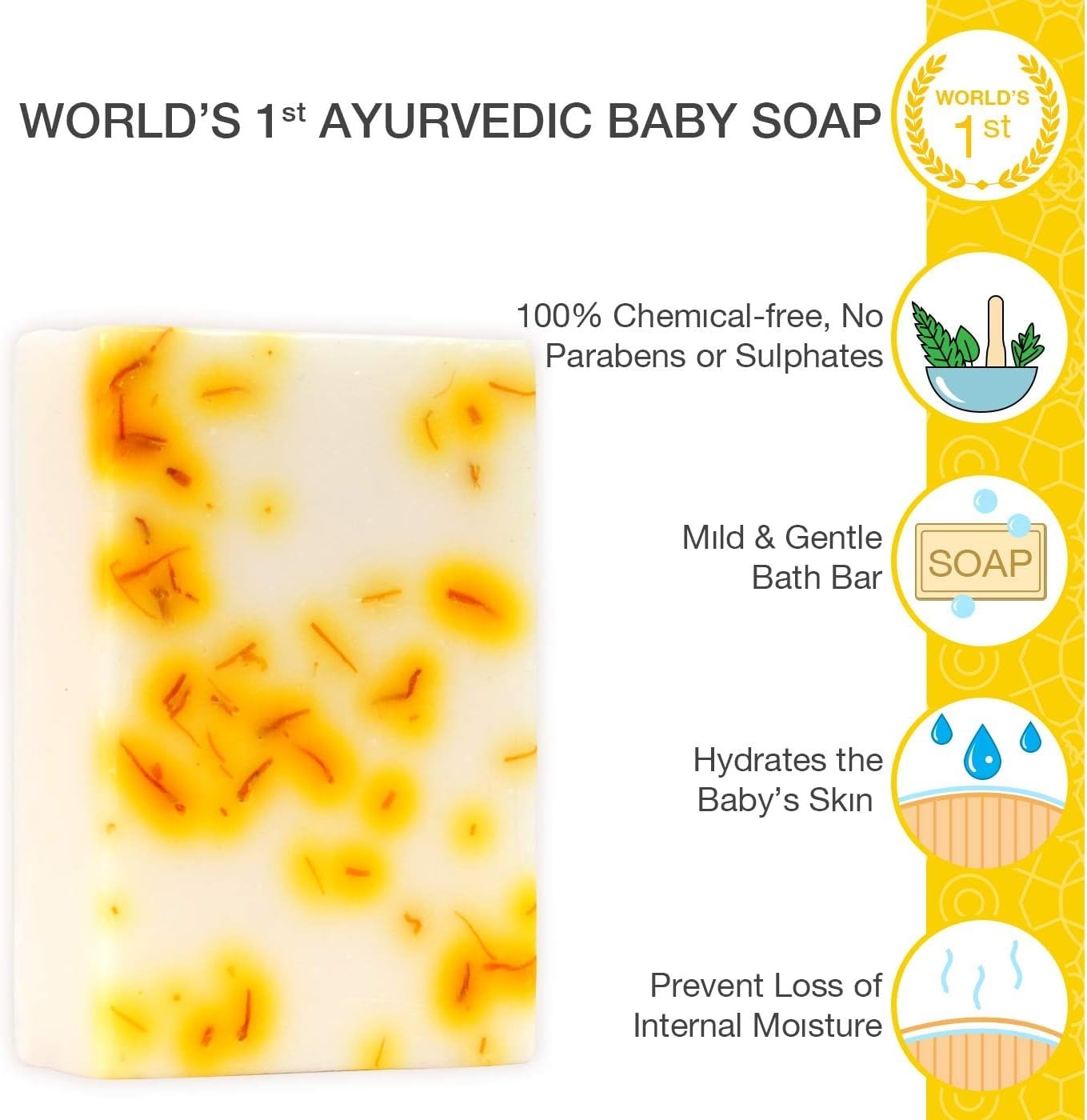 Omved Mrudu Almond Milk and Saffron Extra Moisturizing Baby Soap - 100 gms (Pack of 2)